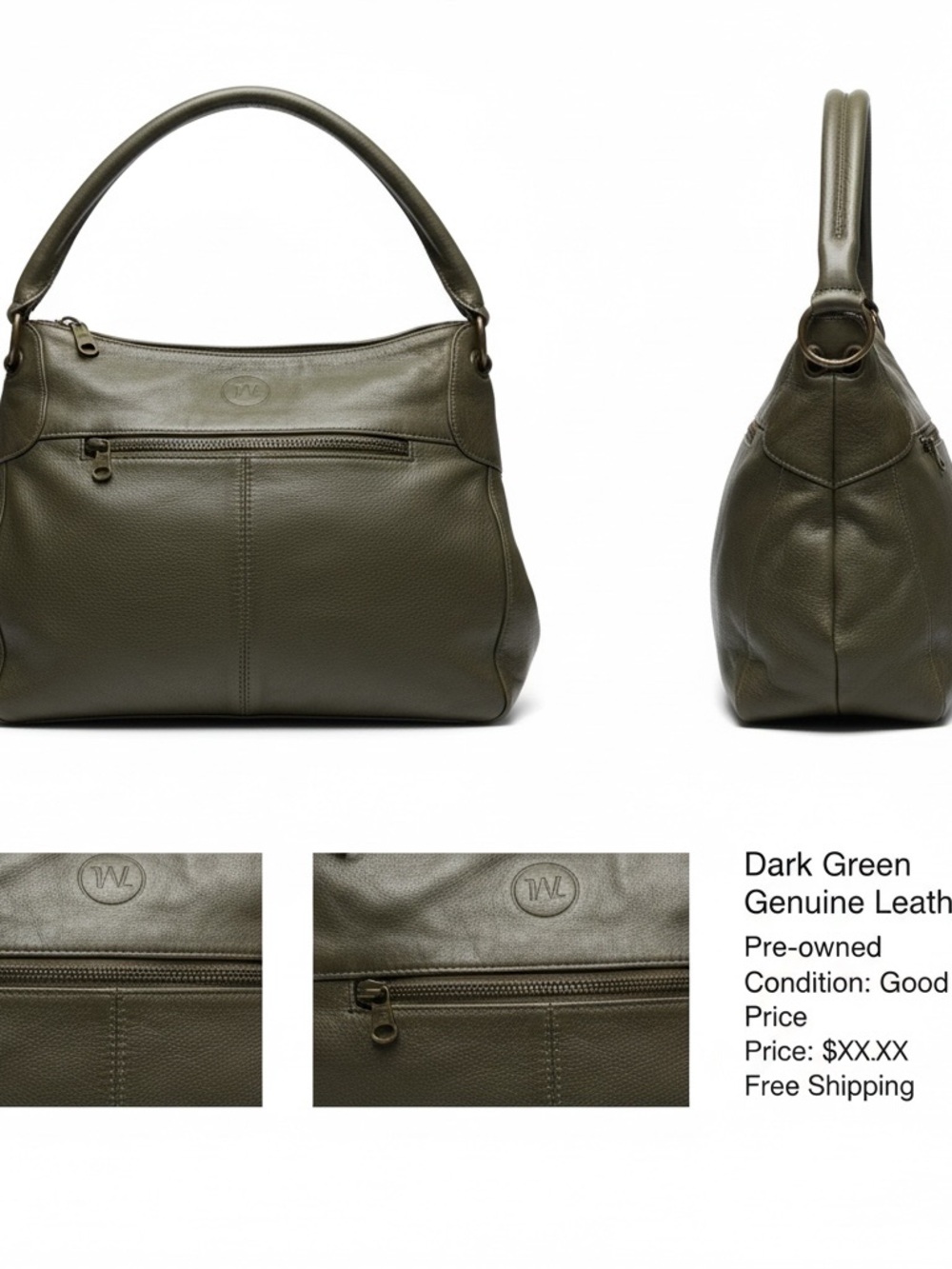 Wanderer Traveler Co. Dark Green Genuine Leather Shoulder Bag